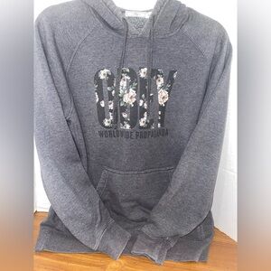 OBEY Worldwide Propaganda Floral Spell Out Grey Sweatshirt Hoodie Size Small
